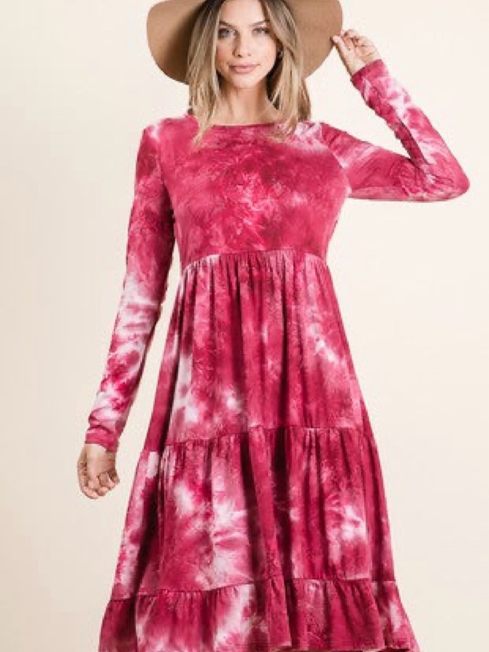 Long Sleeve Tiered Tie-Dye Maxi Dress